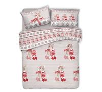 COPRIPIUMINO SINGOLO 100% COTONE RENNE NATALE TIROLO SINGOLO ROSSO MADE ITALY