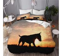 Copripiumino Singolo 135x200 cm Ombra di Cane in Morbido Microfibra 3D Biancheria da Letto Paesaggio al Tramonto 3 Pezzi incluso 1 Copripiumini e 2 Federe 50x80 cm X.259