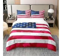 Copripiumino Singolo 135x200 cm Stati Uniti D'america Bambini Adulti Copripiumini Set Bandiera di Biancheria da Letto Morbida Microfibra Stampe 3d con 2 Federe 50x80 cm N115