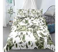 Copripiumino Singolo 140X200 Soldi Dollari：Bed Linen Parure Copripiumino con Stampa Completo Copripiumino Matrimoniale , Set Copripiumino Reversibile - 140x200cm