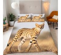 Copripiumino Singolo 150x200 cm Ghepardo - copri piumino Animali Delle Praterie 3D Set di Biancheria da Letto Con Microfibra Comfort Morbida 3-Pezzi 2 Federe 50x75 con Cerniera e Fascette Angolari