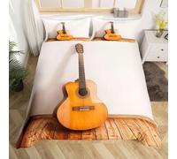 Copripiumino Singolo 155x200 cm Chitarra in Morbido Microfibra 3D Biancheria da Letto Musica Rock 3 Pezzi incluso 1 Copripiumini e 2 Federe 50x80 cm N.686