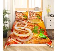 Copripiumino Singolo 155x200 cm Cibo Tailandese in Morbido Microfibra 3D Biancheria da Letto Zuppa Tom Yum Goong 3 Pezzi incluso 1 Copripiumini e 2 Federe 50x80 cm X.1178