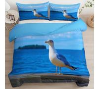 Copripiumino Singolo 155x220 Seagull Set di Biancheria da Letto per Bambini Vista Lago 3D Copri Piumino in Morbido Microfibra Copripiumini con Cerniere e 2 Federe D-1527