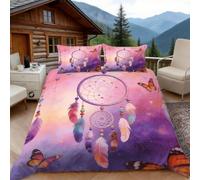 Copripiumino Singolo Acchiappasogni Sognante, Copripiumino La Farfalla 3D Microfibra Biancheria da Letto 135x200 Duvet Cover con 2 x Federe 50x80 cm