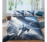 Copripiumino Singolo Aerei da Combattimento Fantastici 155 x 200 cm 3D Set Copripiumino Tema Militare Morbida Microfibra Biancheria da Letto 3 Pezzi Parure Copripiumone con 2 Federe f.279