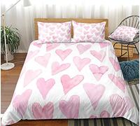 Copripiumino Singolo amore bianco Reversibile Copripiumini in Microfibra, 3 Pezzi Set di Biancheria da Letto Singolo con Cerniera, 1 Copripiumino 155x200 cm + 2 Federe 50x80 cm