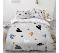 Copripiumino Singolo Amore Set di Biancheria da Letto Motivo a Cuore Copripiumini in Morbida Microfibra Stampa 3D Copri Piumino 155x200 con 2 Federe J-2152