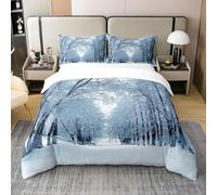 Copripiumino Singolo Bambino 135x200 Scena di Neve Invernale Set di Biancheria da Letto Stampa 3D Paesaggio Naturale Copri Piumino in Morbido Microfibra Copripiumini con Cerniere e 2 Federe D-1520