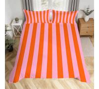 Copripiumino Singolo Bambino 150x200 Strisce Rosa e Arancioni 2 Federe