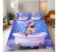 Copripiumino Singolo Bambino Dinosauro Dei Cartoni Animati Biancheria da letto Completo letto Reversibile Set Copripiumino 2 Pezzi, Copripiumino 135x200 cm e 1 Federa 50x75 cm