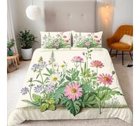 Copripiumino Singolo Bambino Fiori Dei Cartoni Animati Fiori Biancheria da letto Completo letto Reversibile Set Copripiumino 2 Pezzi, Copripiumino 135x200 cm e 1 Federa 50x75 cm
