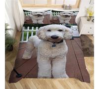 Copripiumino Singolo Barboncino 155 x 200 cm 3D Set Copripiumino Cane Animale Morbida Microfibra Biancheria da Letto 3 Pezzi Parure Copripiumone con 2 Federe a_884