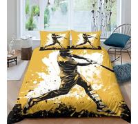 Copripiumino Singolo Baseball 155 x 200 cm 3D Set Copripiumino Acquerello Morbida Microfibra Biancheria da Letto 3 Pezzi Parure Copripiumone con 2 Federe f.441
