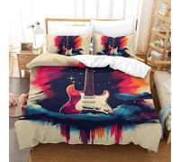 Copripiumino Singolo Chitarra Elettrica 155 x 200 cm 3D Set Copripiumino Musica Rock Morbida Microfibra Biancheria da Letto 3 Pezzi Parure Copripiumone con 2 Federe a.314