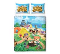 Copripiumino singolo con motivo a tema Animal Crossing reversibile su due lati, Biancheria da letto divertente in policotone con federa coordinata, multicolore, 200 x 135 cm, per letto matrimoniale
