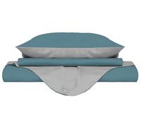 Copripiumino Singolo con Sacco e Federe Doubleface Ottanio/Grigio Chiaro