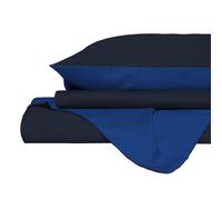 Copripiumino Singolo con Sacco e Federe in Tinta Unita Double Face Linea Vera Blu e Royal