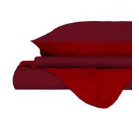 Copripiumino Singolo con Sacco e Federe in Tinta Unita Double Face Linea Vera Bordeaux e Rosso