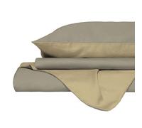 Copripiumino Singolo con Sacco e Federe in Tinta Unita Double Face Linea Vera Tortora e Panna