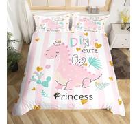 Copripiumino Singolo Dinosauro Biancheria da Letto 3 Pezzi Corona Copripiumini in Microfibra con Cerniera Copripiumino 135x200 cm + 2 Federe 50x80 cm per Bambino Adolescenti