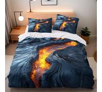 Copripiumino Singolo Fiamma Lava 155x220 cm 2 Federe 50x80 cm Copripiumino Natura Paesaggio 3D Stampa Set di Biancheria da Letto Microfibra Lavabile In Lavatrice Adatto Camerette Letto Singolo