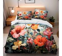 Copripiumino Singolo Fiori Colorati 155 x 200 cm 3D Set Copripiumino Piante Morbida Microfibra Biancheria da Letto 3 Pezzi Parure Copripiumone con 2 Federe a.278
