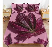 Copripiumino Singolo Foglie di Piante 135 x 200 cm 3D Set Copripiumino Viola e Rosa Morbida Microfibra Biancheria da Letto 3 Pezzi Parure Copripiumone con 2 Federe e.2150