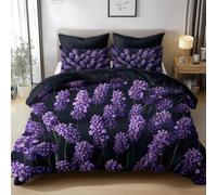 Copripiumino Singolo Lavanda Set di Biancheria da Letto Fiore Viola Copripiumini in Morbida Microfibra Stampa 3D Copri Piumino 155x200 con 2 Federe K-346