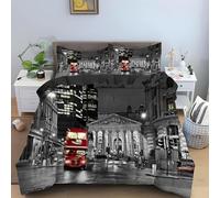 Copripiumino Singolo Londra Biancheria da Letto Morbida Microfibra, Londra Copripiumini 135x200 cm e 2 Federe 50x80 cm, 3D Copripiumone qq942