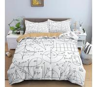 Copripiumino Singolo Matematica, Biancheria da Letto Geometria Matematica Set Letto Singolo Copripiumino 150x200 cm Stampa 3D in Microfibra con Cerniera e 2 Federe C4943