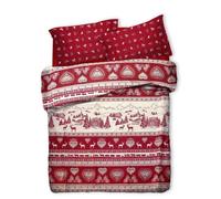 COPRIPIUMINO SINGOLO MOD. TIROLESE GARDENA ROSSO E BIANCO CON PATELLA