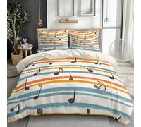 Copripiumino Singolo Note Musicali 135 x 200 cm 3D Set Copripiumino Righe Morbida Microfibra Biancheria da Letto 3 Pezzi Parure Copripiumone con 2 Federe a.457