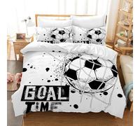 Copripiumino Singolo Pallone da Calcio dei Cartoni Animati 155 x 200 cm 3D Set Copripiumino Sport Morbida Microfibra Biancheria da Letto 3 Pezzi Parure Copripiumone con 2 Federe a.578