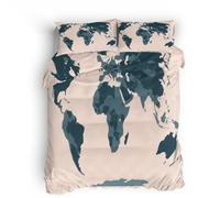 copripiumino singolo ragazzo 135x200cm Mappa Del Mondo In Bianco E Nero set copripiumino una piazza e mezza Fodera da letto quattro stagioni in microfibra morbida, stampa doppia, zip invisibile