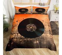 Copripiumino Singolo Retrò Traspirante in Microfibra Set di Biancheria da Letto Disco in Vinile con Cerniera 3D Copripiumino 155x220 e 2 Federe b.2140