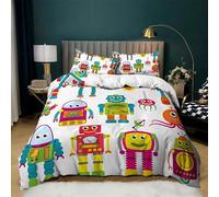 Copripiumino Singolo Robot Set Copripiumino Singolo Microfibra Copripiumino Singolo Bambino-Copriletto Singolo Bambina E La 2 Federa Del Cuscino (50 X 75 Cm)