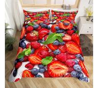 Copripiumino Singolo Tema del Cibo in Morbida Microfibra Set Biancheria da Letto Yogurt Alla Frutta Sacco Piumino 140x200 Double Face Stampato in 3D e 2 Federe M-1688