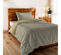 Copripiumino Singolo, Tinta Unita Double Face, Parure Copripiumino VERA, con Sacco Piumone 150x200cm + federa 50x80cm TORTORA/PANNA