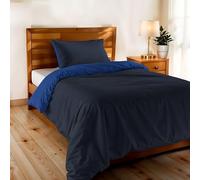 Copripiumino Singolo, Tinta Unita Double Face, Parure Copripiumino VERA, con Sacco Piumone 150x200cm + federa 50x80cm BLU/ROYAL