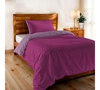 Copripiumino Singolo, Tinta Unita Double Face, Parure Copripiumino VERA, con Sacco Piumone 150x200cm + federa 50x80cm FUCSIA/LILLA