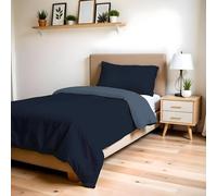 Copripiumino Singolo, Tinta Unita DoubleFace, Parure Copripiumino ZOE, con Sacco Piumone 150x200cm con patella 50cm + federa 50x80cm BLU MARE/BLU