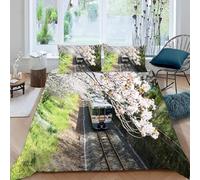 Copripiumino Singolo Treno Set di Biancheria da Letto Paesaggio Naturale Copripiumini in Morbida Microfibra Stampa 3D Copri Piumino 155x200 con 2 Federe G-52