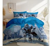 Copripiumino Sport Giocatori Di Hockey Città Stadio Blu Set Biancheria Da Letto Morbido E Traspirante Con Federa, Lavabile In Lavatrice, Per Tutte Le Stagioni 200 Cm X 200 Cm