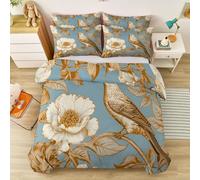 Copripiumino Stampato Blu, Ragazze E Donne, Traditional Flowers And Birds 200 Cm X 200 Cm Set Di Biancheria Da Letto Con, Decorazione Per Camera Con 2 Federe Per Cuscino