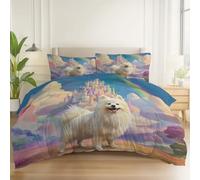 Copripiumino Stampato Fantasy Città Delle Fiabe Castello Animali Tema, Comodo Morbido Microfibra Set Copripiumino con Cerniera, Facile da Pulire Set di Biancheria da Letto 200 x 200 cm, Blu