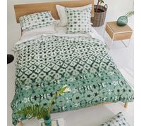 Copripiumino stampato in percalle di cotone, Karaoshi Celadon, 200 x 200 cm, Designer Guild, Verde Medio