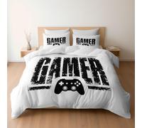Copripiumino stampato Minimal Rock Controller Gioco Arte, copripiumino reversibile Bianco, set di biancheria da letto 180 x 220 cm, copripiumini morbidi e accoglienti, ipoallergenici, non stirabili