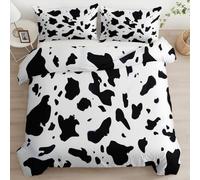 Copripiumino Stampe Animali Stampe Bovine Bedding 3 Pezzi-200 x 200 cm Parure Copripiumino Microfibra Spazzolata, leggero e Copripiumone con Cerniera e 2 Federe da 50 x 80 cm, In Bianco E Nero