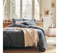 Copripiumino tinta unita in flanella di cotone Chambray, Frisson, 260 x 240 cm, Essix